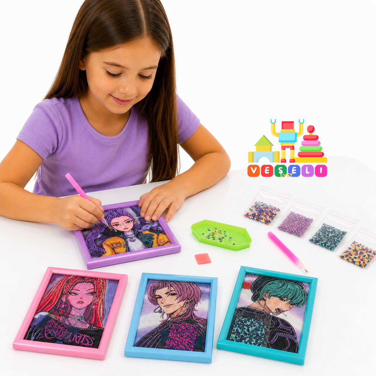 Set od 4 dijamantske bojanke sa K-pop junacima