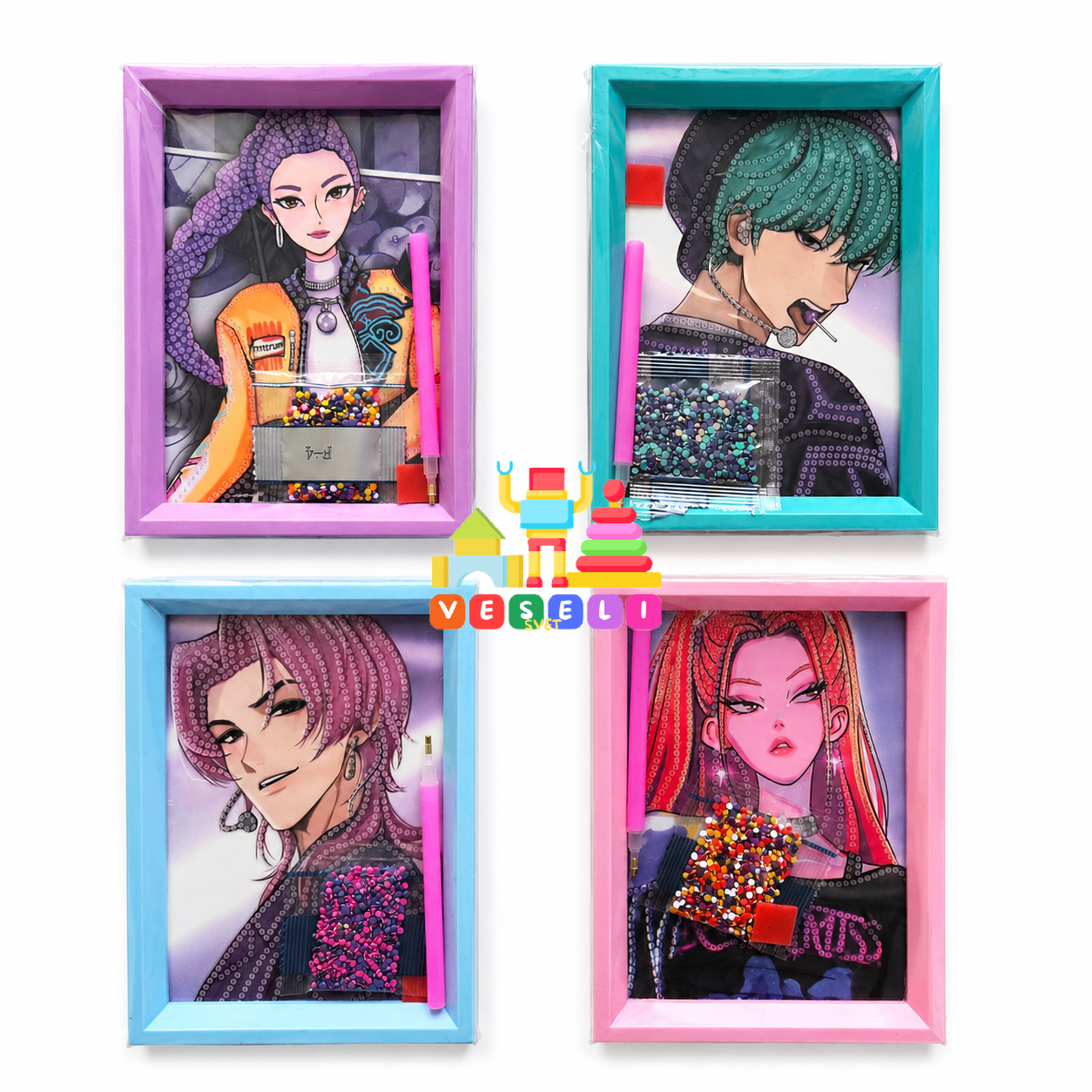 Set od 4 dijamantske bojanke sa K-pop junacima