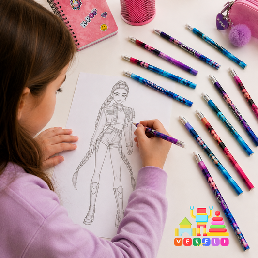 Set od 12 grafitnih olovaka sa gumicom – 2B 💜✏️